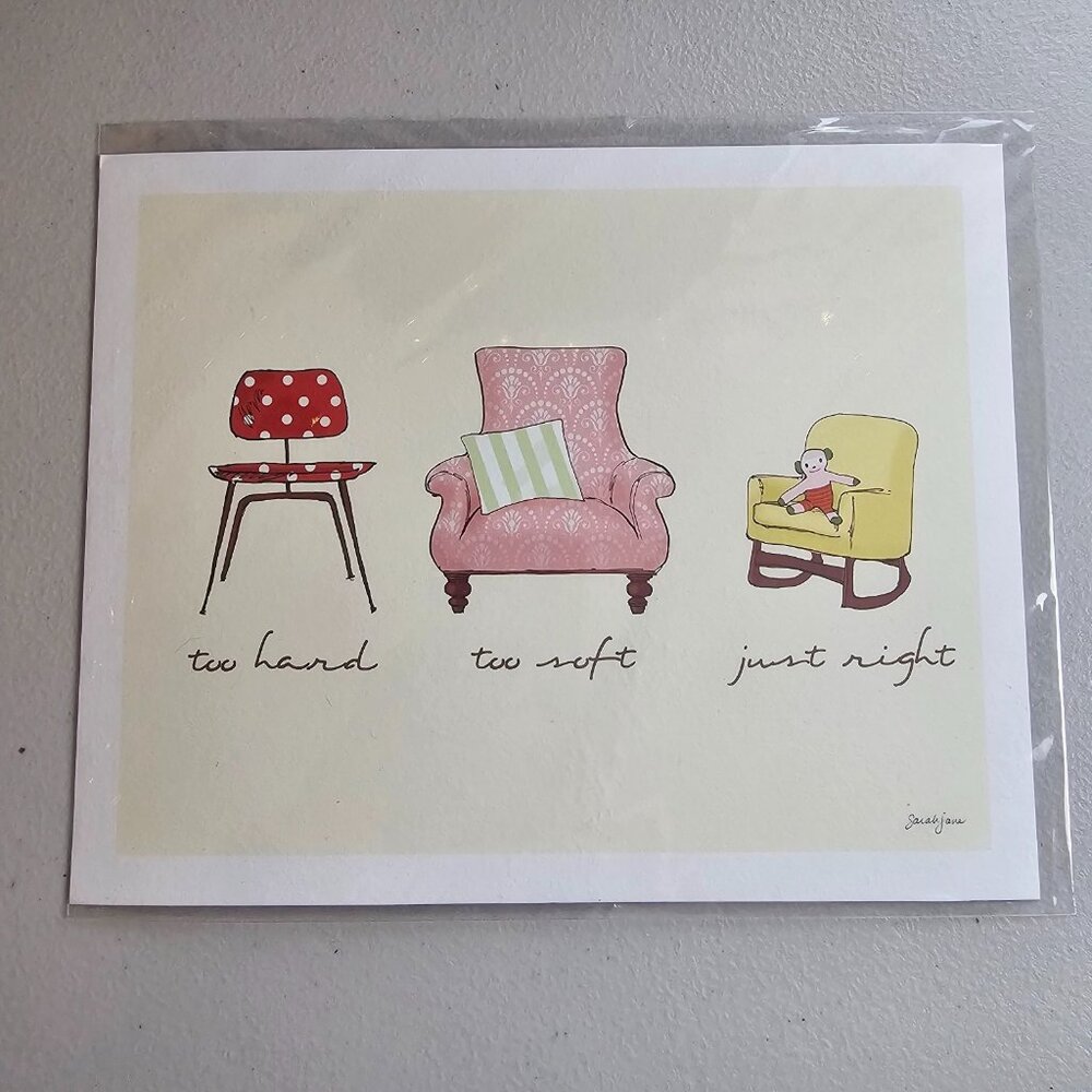 Sarah Jane Studios Goldilocks Chairs Art Print 8x10 Nursery Wall Decor #295 NEW